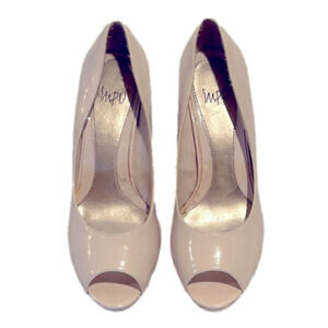 Impo pale cream/pink platform patent pumps